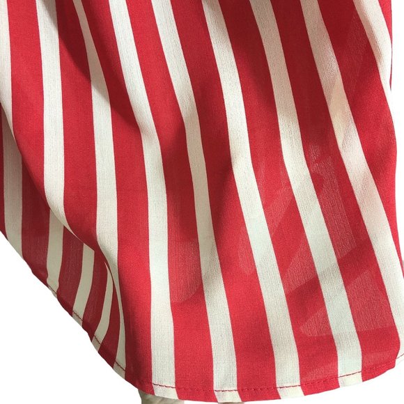 NWT Hayden Los Angeles Vertical Striped Off Shoulder Red Cream Top L - Picture 5 of 6